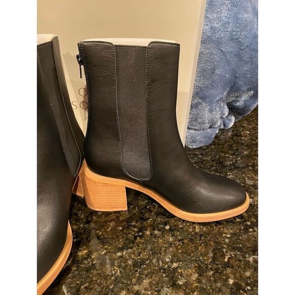 Oasis Society Olivia Women's Black Chelsea Boots Chunky Heel Round Toe - Picture 4 of 8